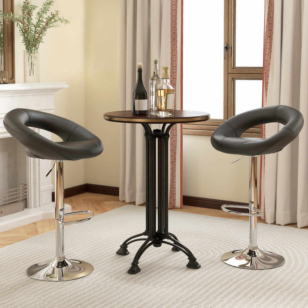 Height Adjustable Bar Stools Set of 2, Black
