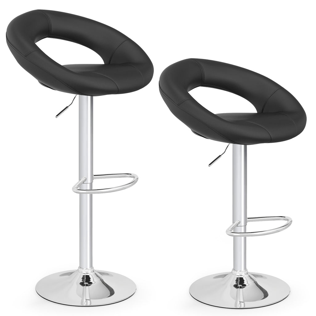 Height Adjustable Bar Stools Set of 2, Black