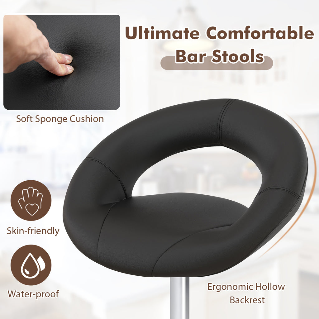 Height Adjustable Bar Stools Set of 2, Black