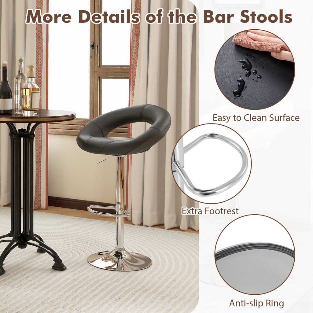 Height Adjustable Bar Stools Set of 2, Black