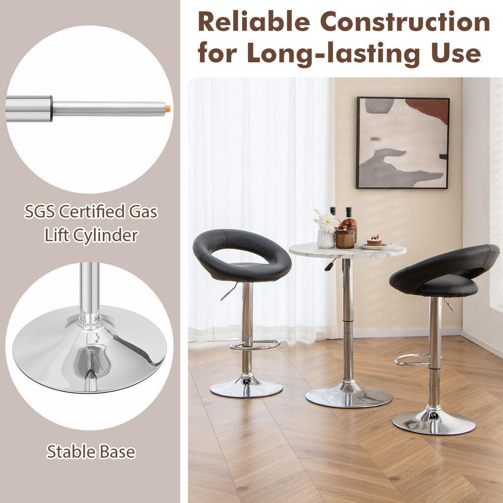 Height Adjustable Bar Stools Set of 2, Black