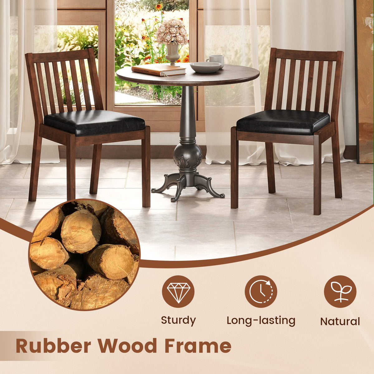 PU Leather Dining Chair Set of 2 - Espresso
