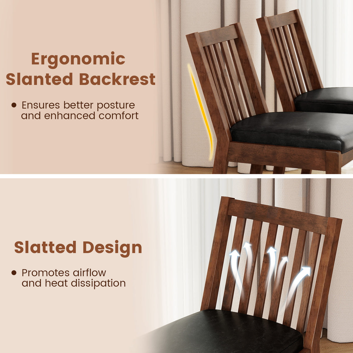 PU Leather Dining Chair Set of 2 - Espresso