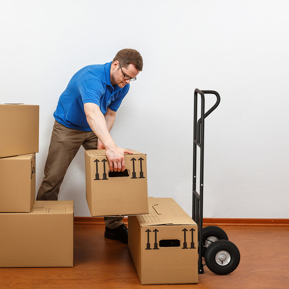 P-Handle Hand Truck with Foldable Load Plate - Red
