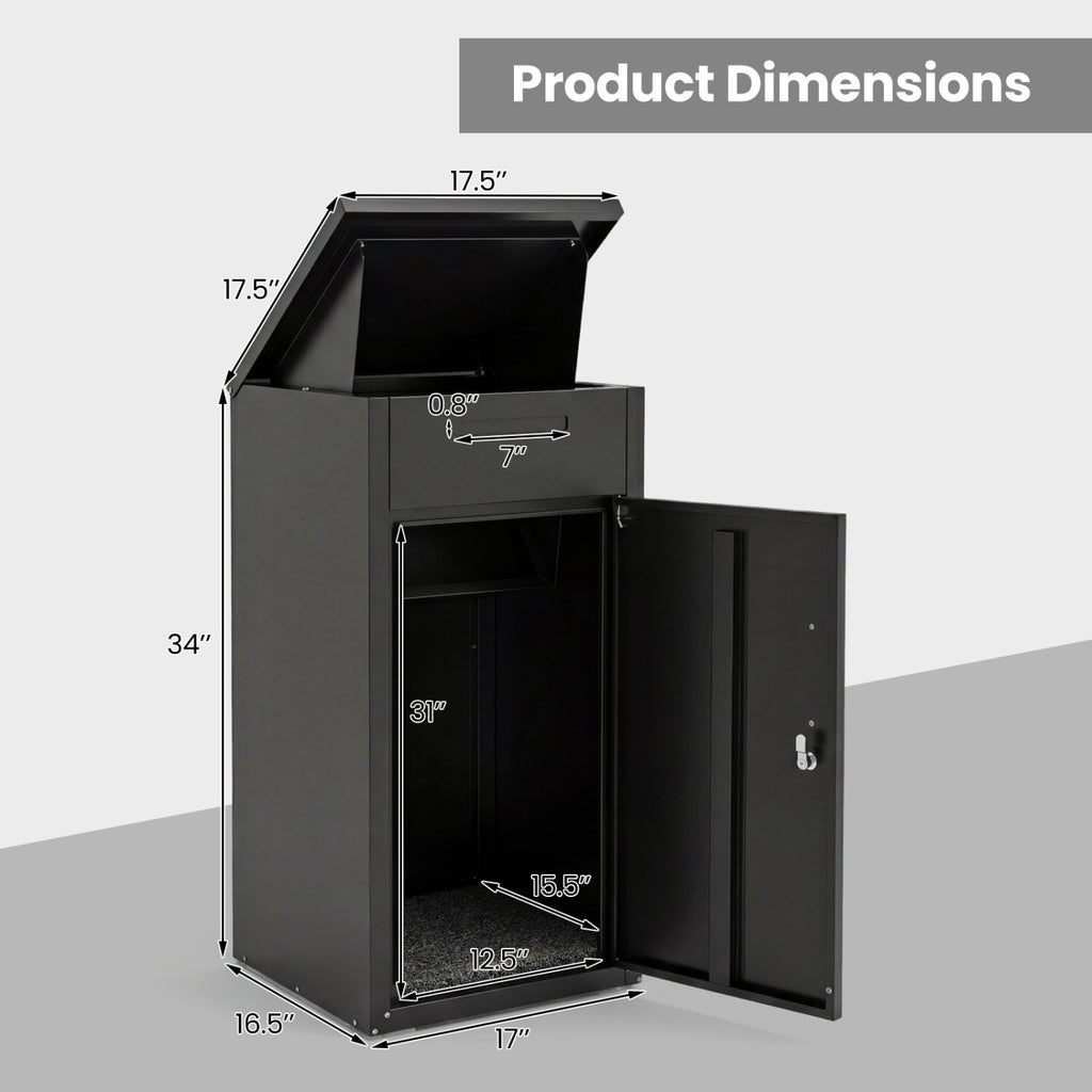 Package Delivery Box with Anti-Theft Board and Lockable Door