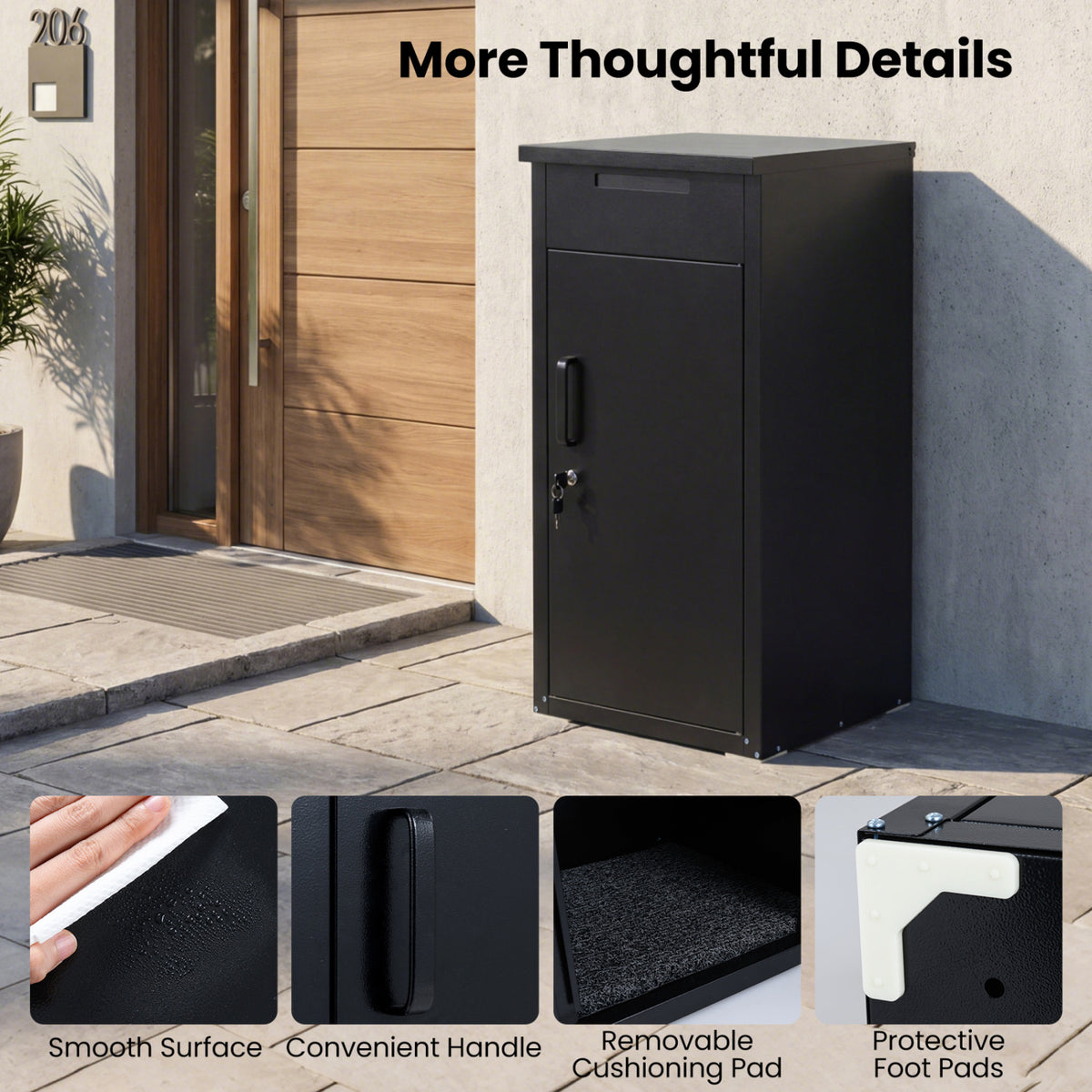 Package Delivery Box with Anti-Theft Door – Black Mailbox