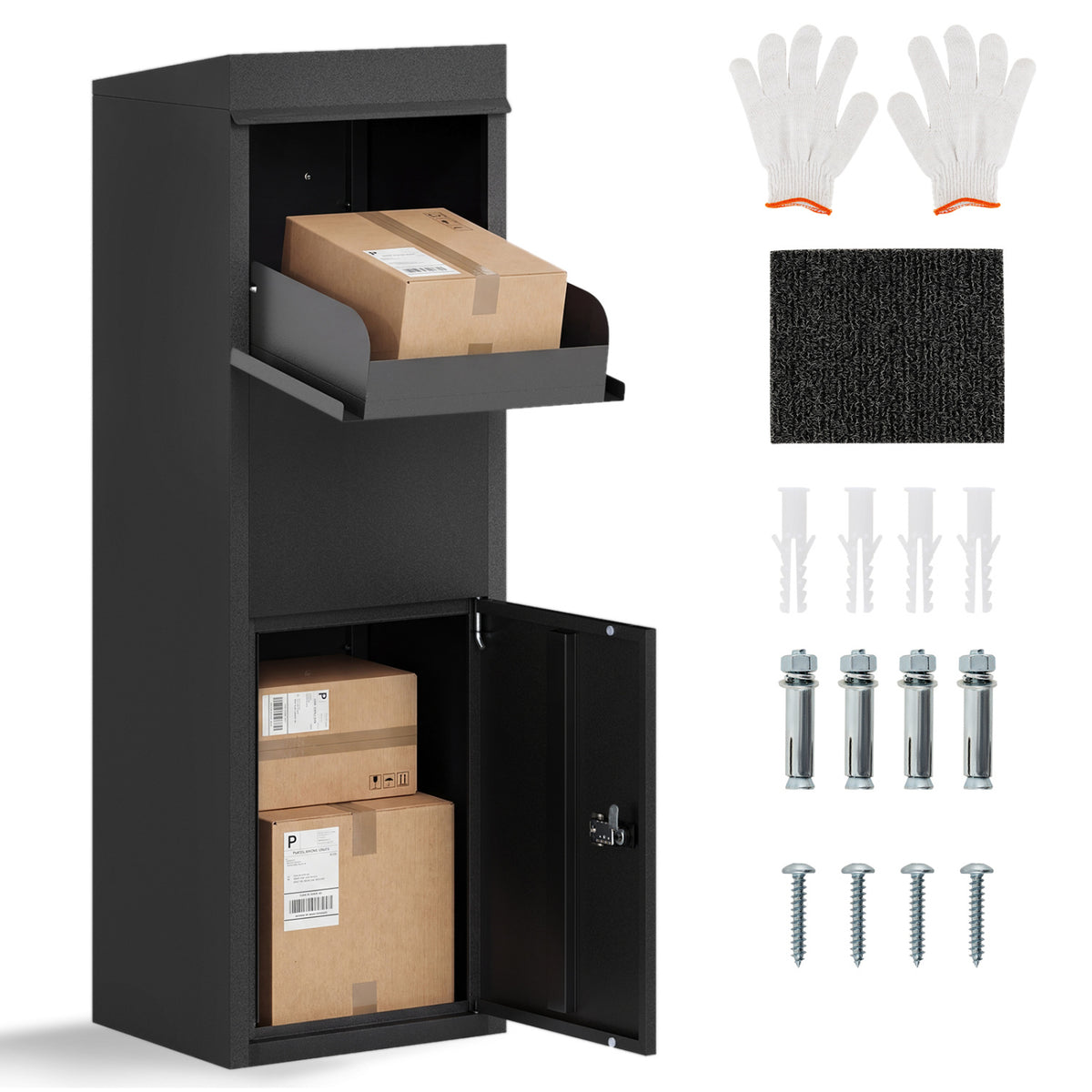 Outdoor Package Delivery Box Anti-Theft 44 Inch, Black