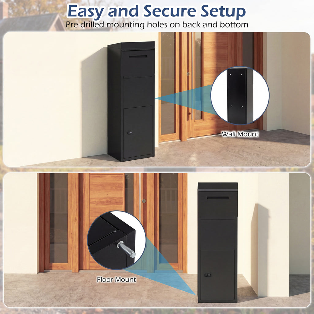 Outdoor Package Delivery Box Anti-Theft 44 Inch, Black