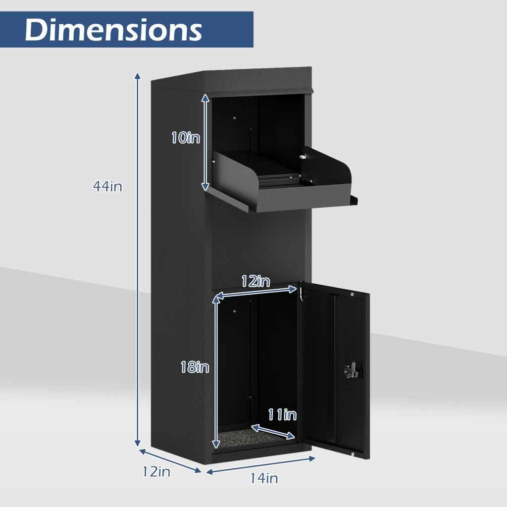 Outdoor Package Delivery Box Anti-Theft 44 Inch, Black
