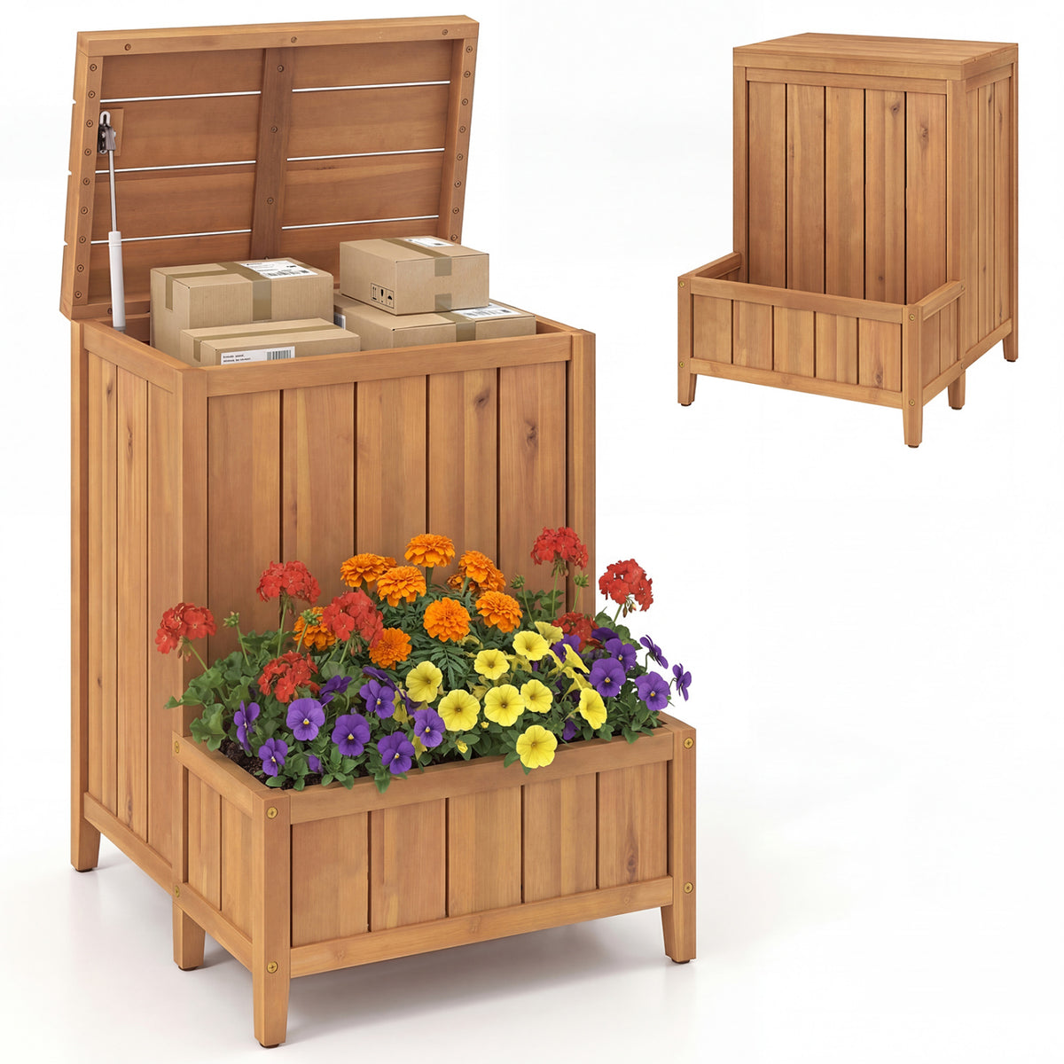 Package Delivery Box with Planter for Pool Accessories and Garden