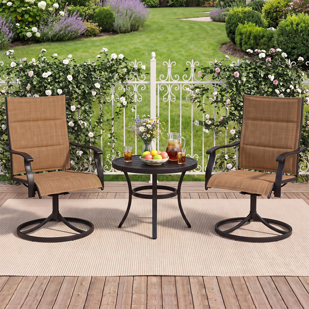 Padded Outdoor Swivel Dining Chairs Set of 2 - Light Brown