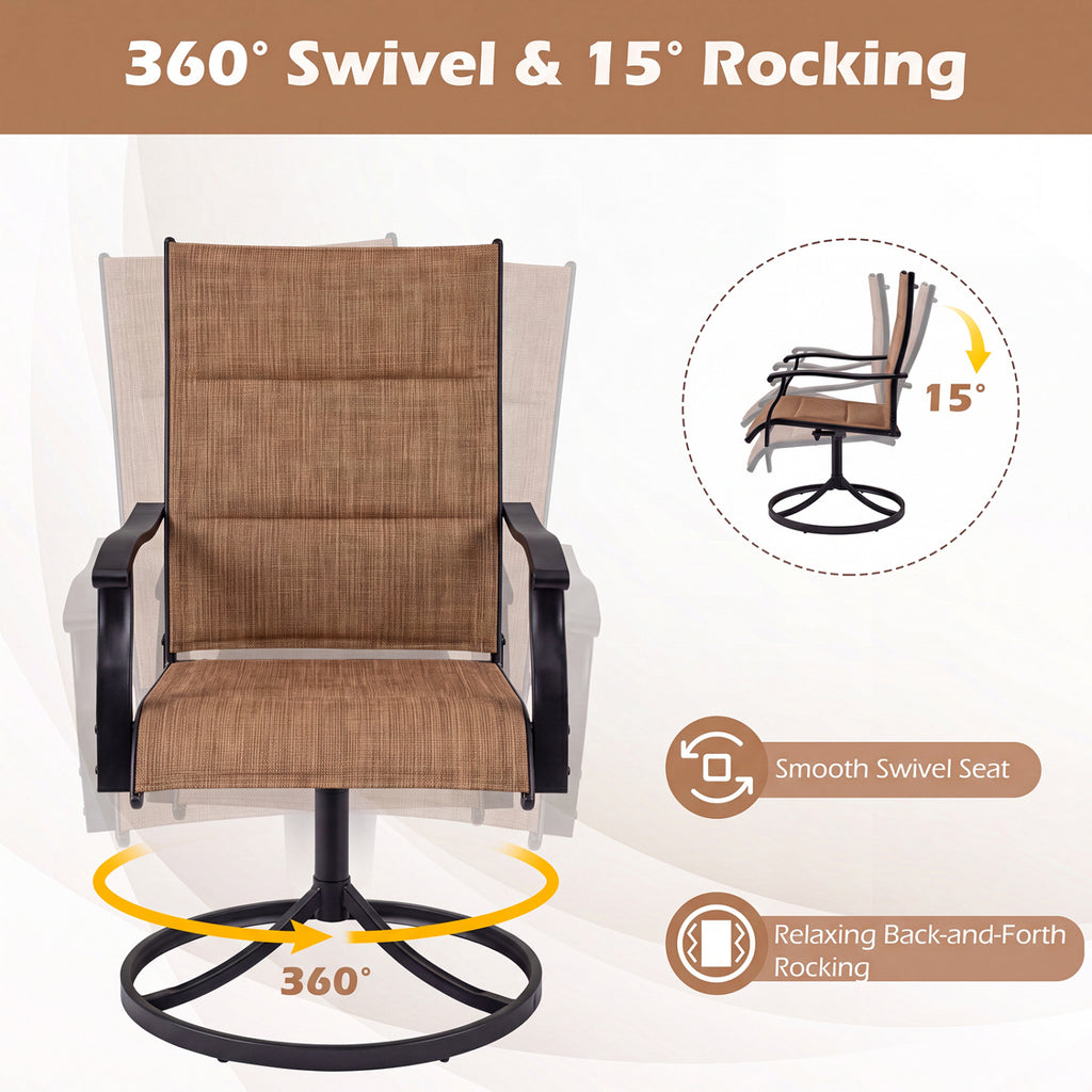 Padded Outdoor Swivel Dining Chairs Set of 2 - Light Brown
