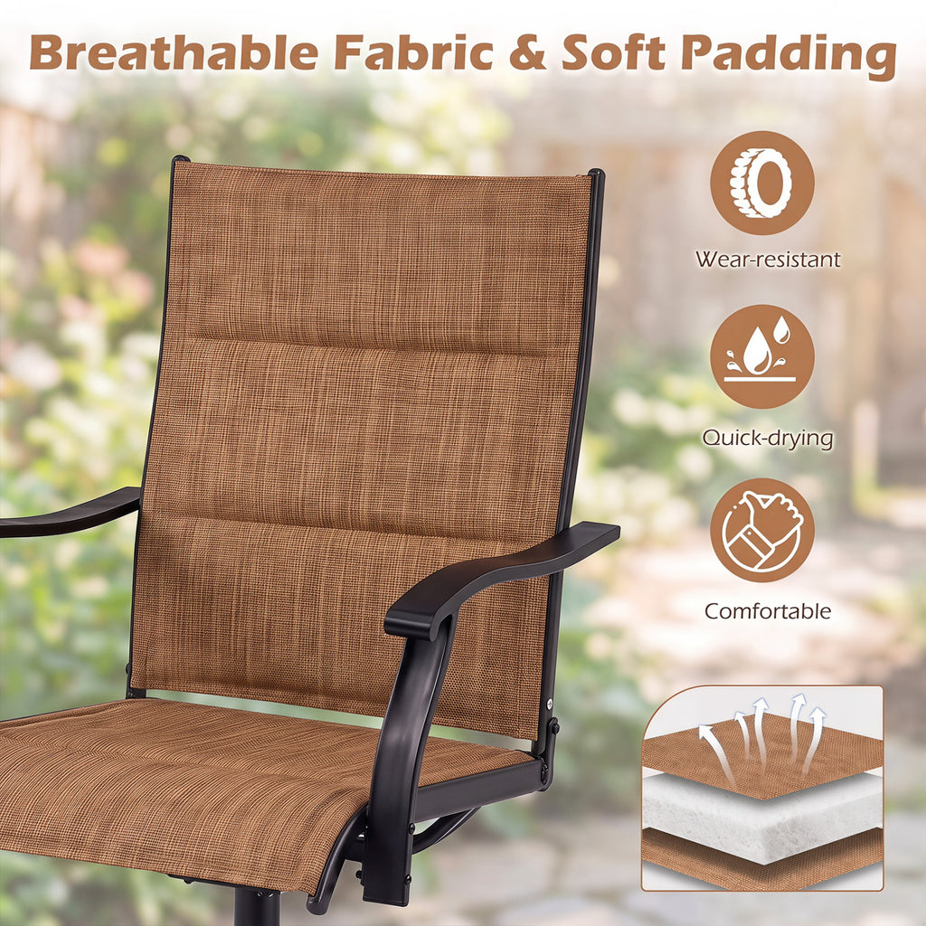 Padded Outdoor Swivel Dining Chairs Set of 2 - Light Brown