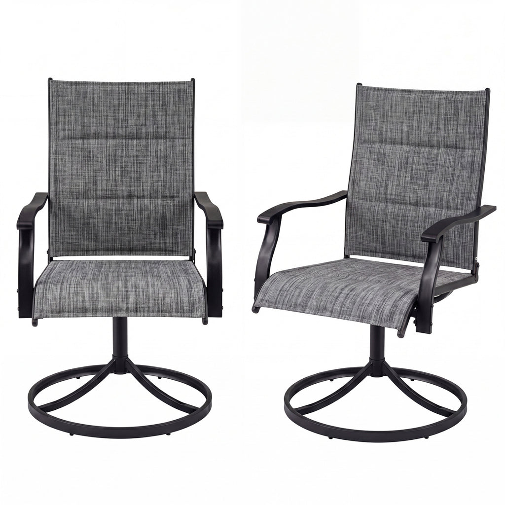 Padded Outdoor Swivel Dining Chairs Set of 2 - Light Brown