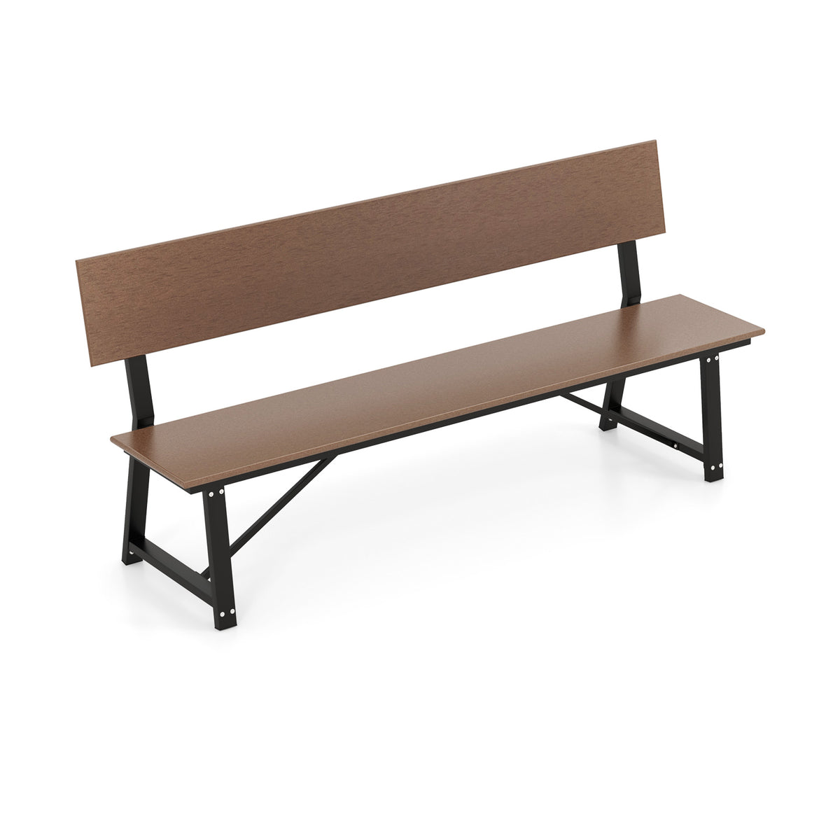72 Inch Extra Long Bench with All-Weather HDPE Seat & Back for Yard