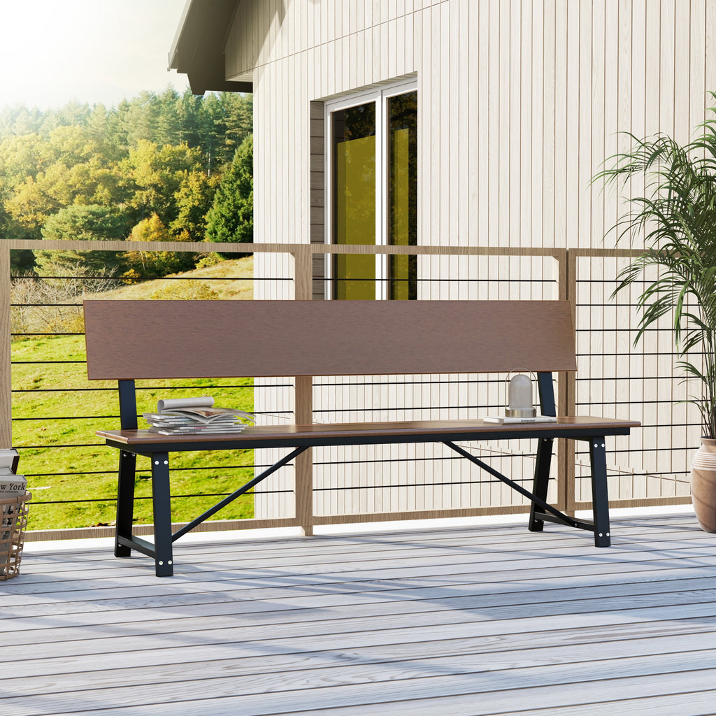 72 Inch Extra Long Bench with All-Weather HDPE Seat & Back for Yard