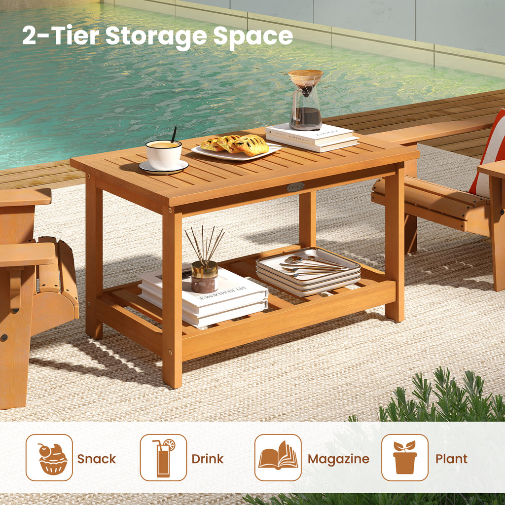 Acacia Wood Coffee Table 2-Tier Rectangular - 29.5 x 18 Inch