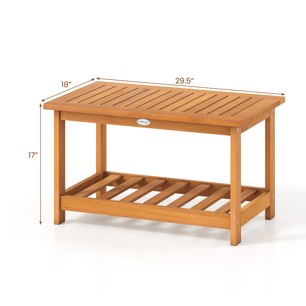 Acacia Wood Coffee Table 2-Tier Rectangular - 29.5 x 18 Inch