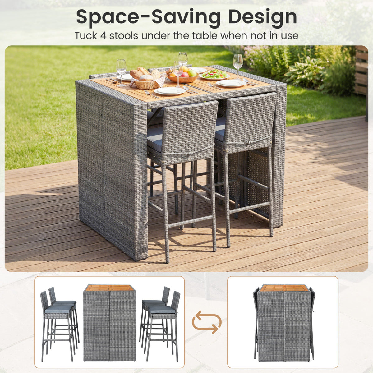 Patio Acacia Wood Dining Set for Home