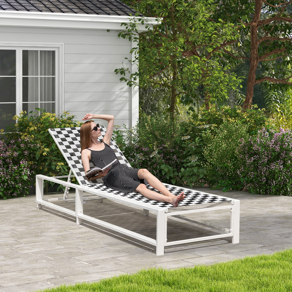 Outdoor Adjustable Patio Chaise Lounge Chair with Wheels and Sturdy