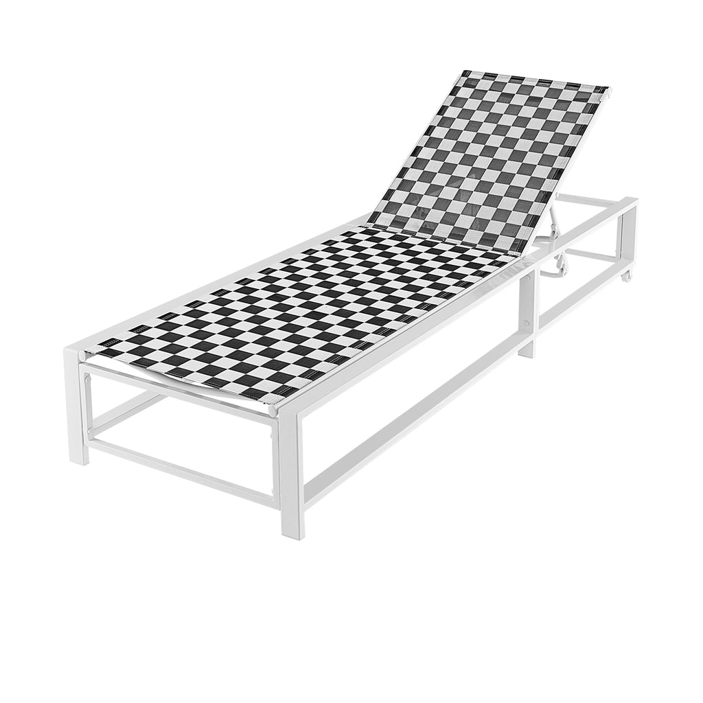 Outdoor Adjustable Patio Chaise Lounge Chair with Wheels and Sturdy