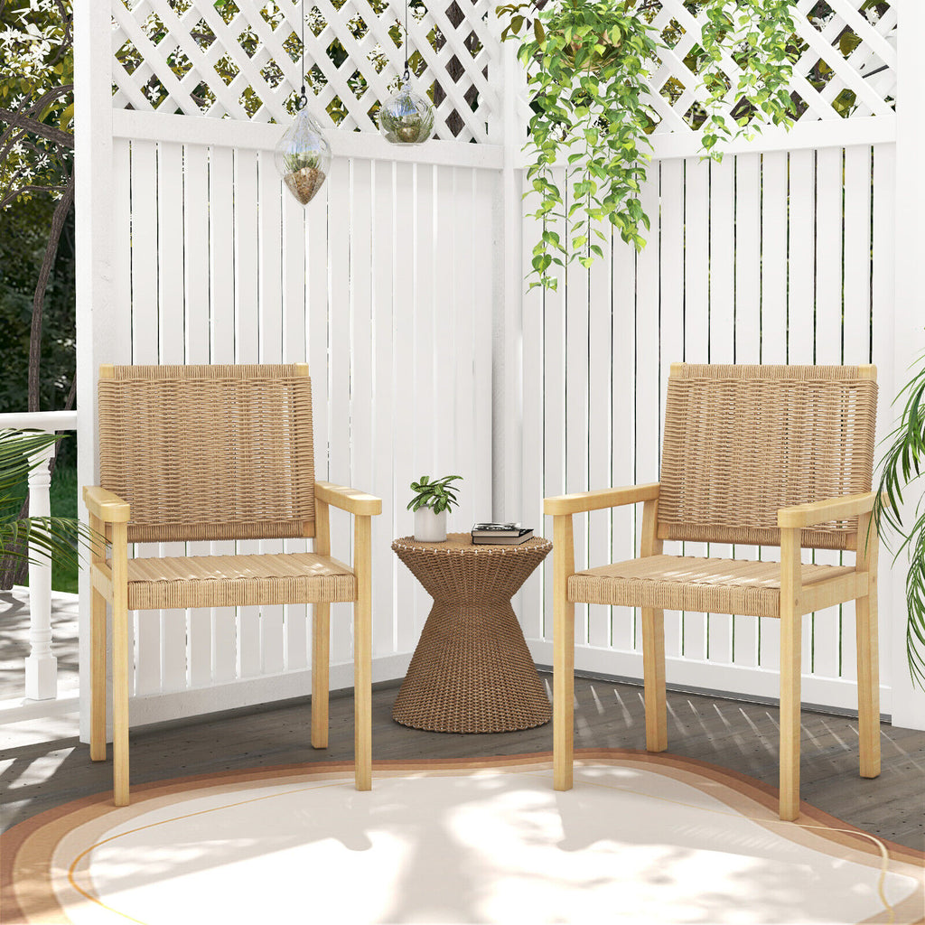 Wood Patio Chairs Set of 2 - Natural