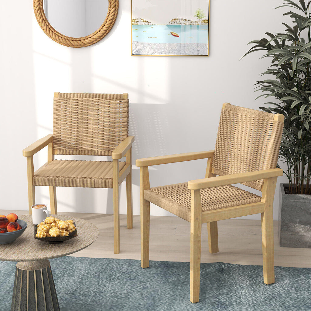 Wood Patio Chairs Set of 2 - Natural