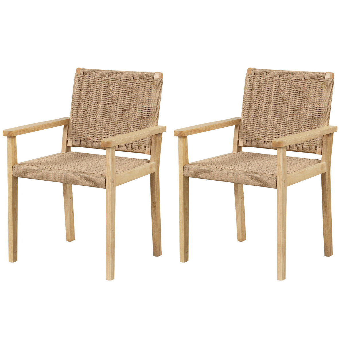 Wood Patio Chairs Set of 2 - Natural