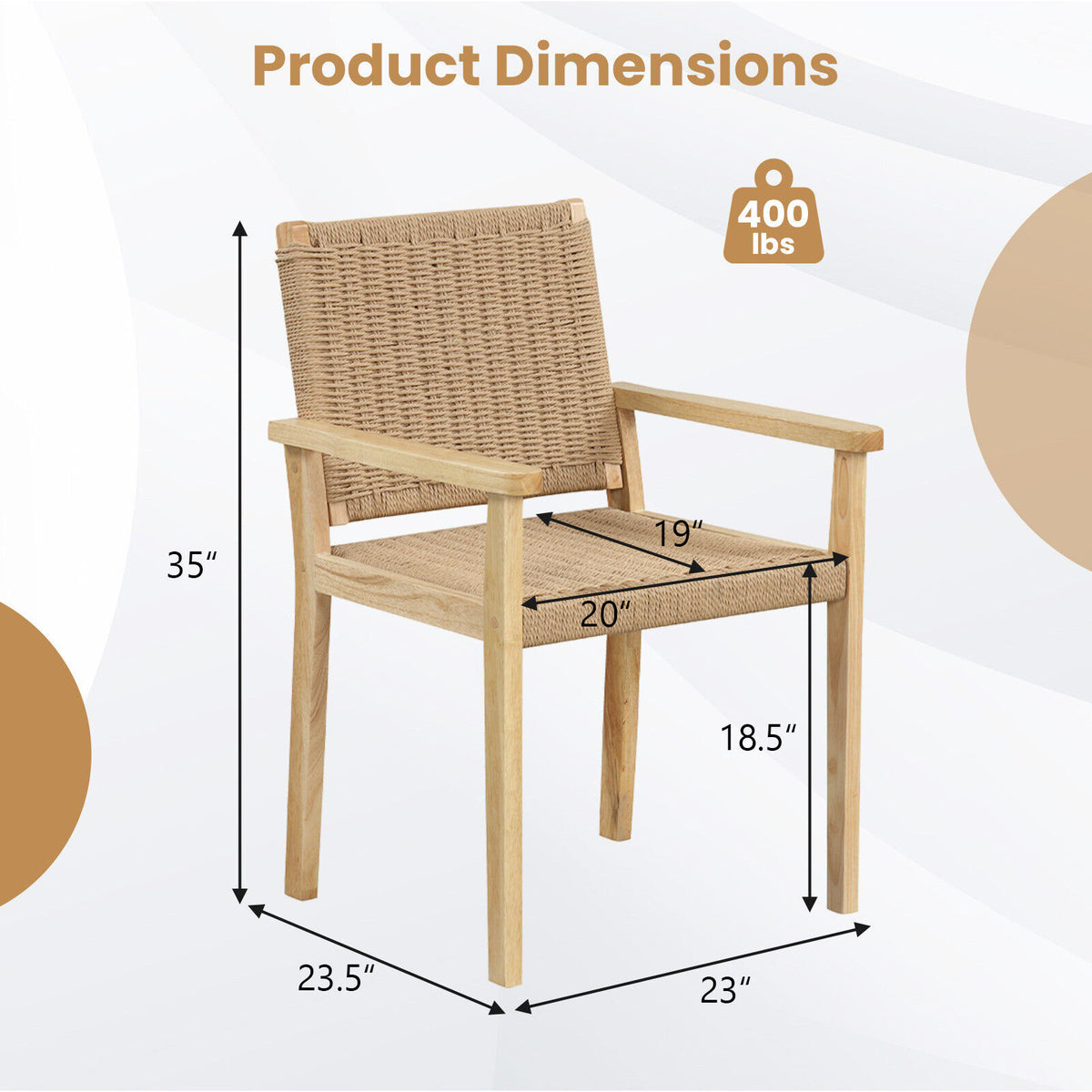Wood Patio Chairs Set of 2 - Natural