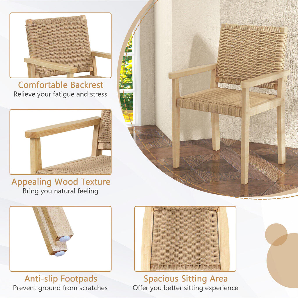 Wood Patio Chairs Set of 2 - Natural