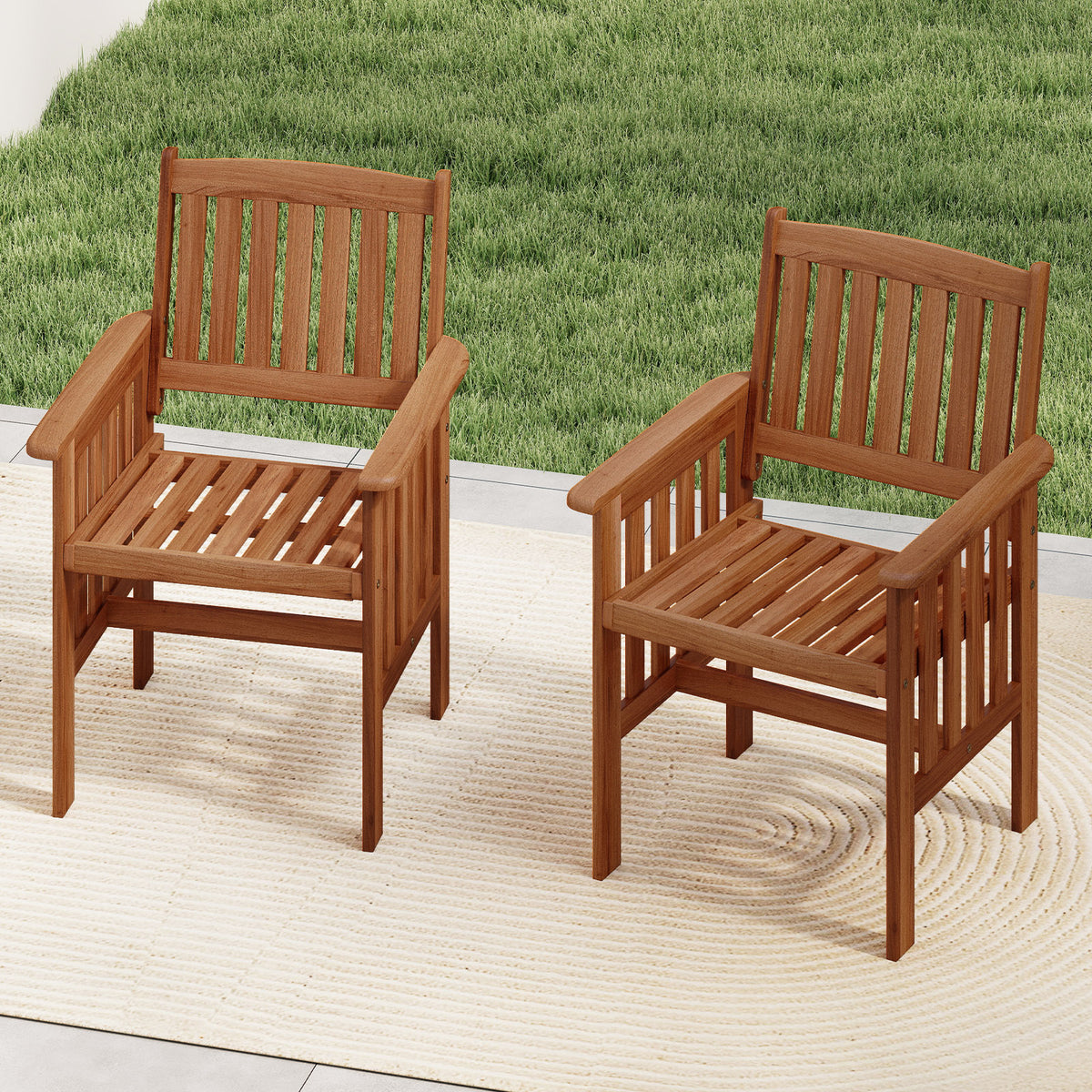Patio Chairs Set of 2 Solid Wood Outdoor Chairs