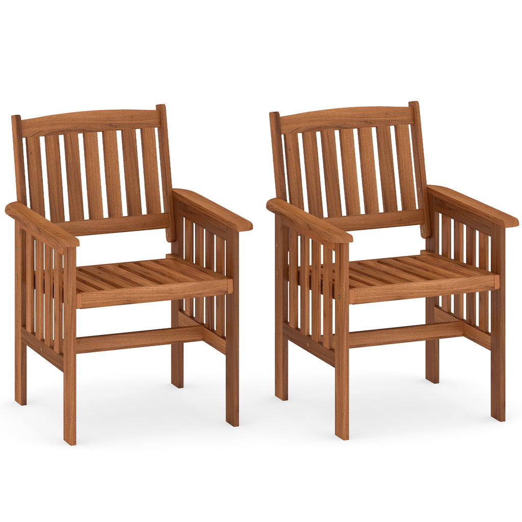 Patio Chairs Set of 2 Solid Wood Outdoor Chairs