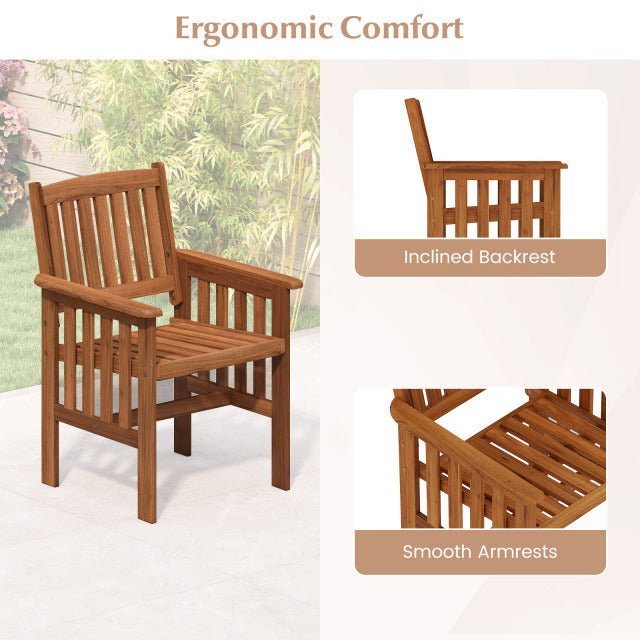 Patio Chairs Set of 2 Solid Wood Outdoor Chairs
