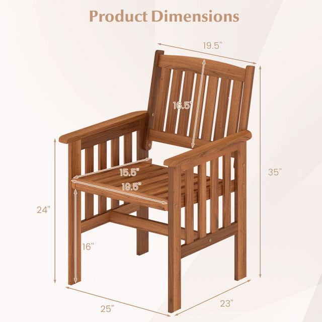 Patio Chairs Set of 2 Solid Wood Outdoor Chairs