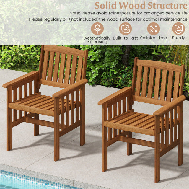 Patio Chairs Set of 2 Solid Wood Outdoor Chairs