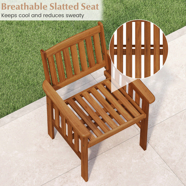 Patio Chairs Set of 2 Solid Wood Outdoor Chairs