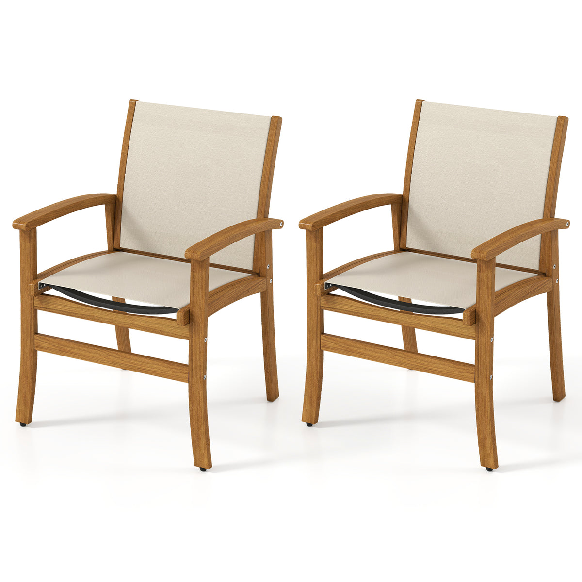 Patio Chairs Set of 2 Acacia Wood Armchairs - Gray