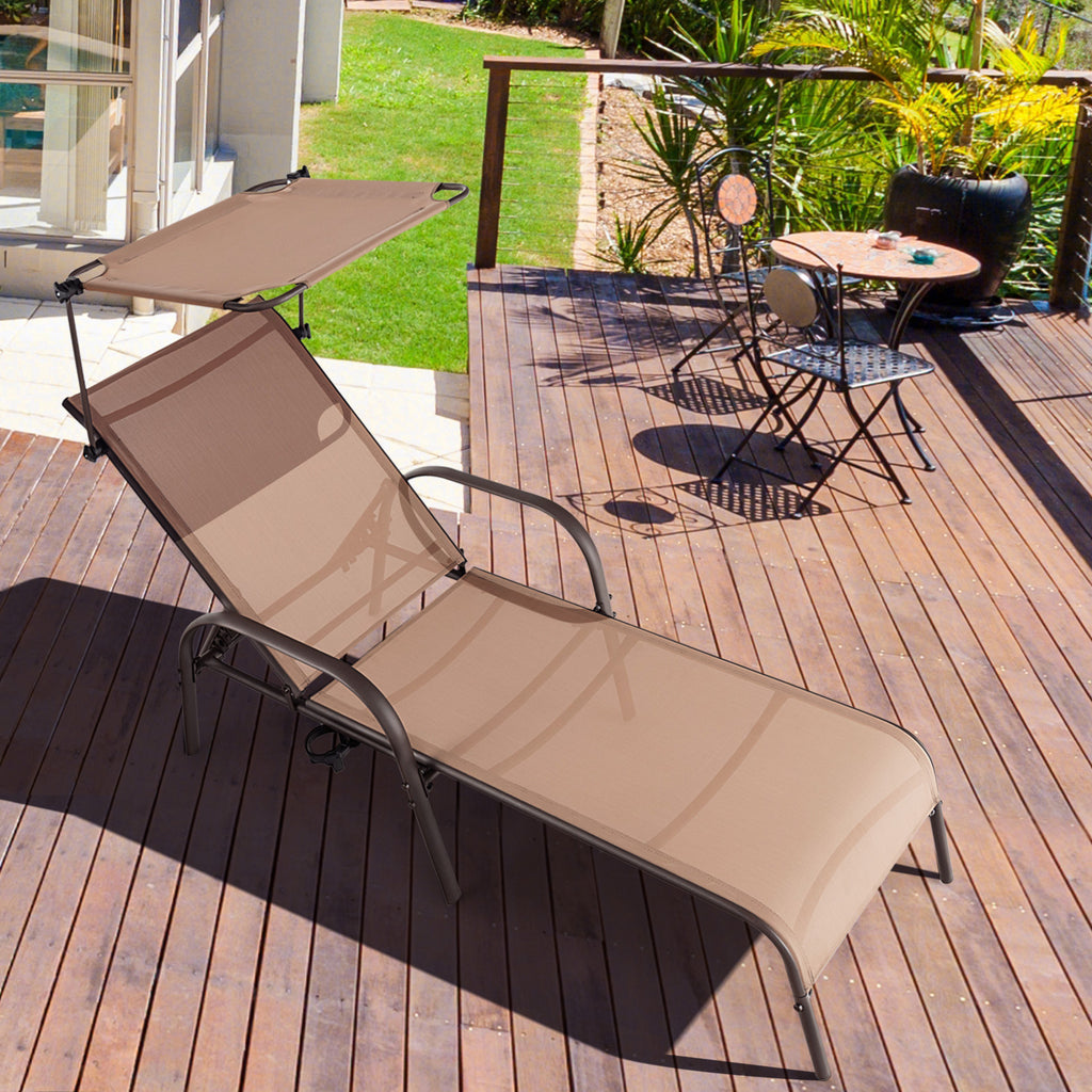 Patio Heavy-Duty 5-Level Adjustable Chaise Lounge Chair