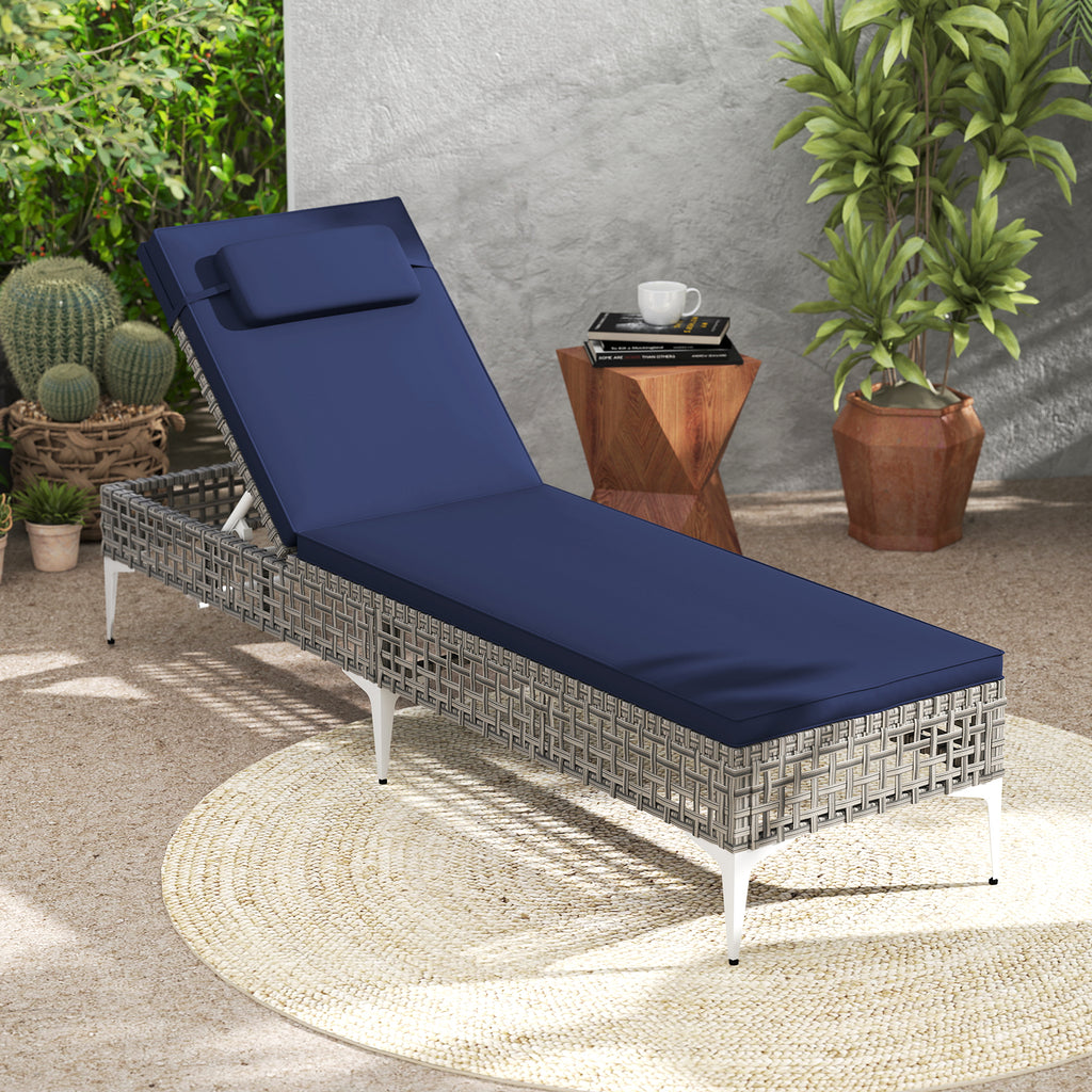 Patio Chaise Lounge Chair with 6-Level Adjustable Backrest and