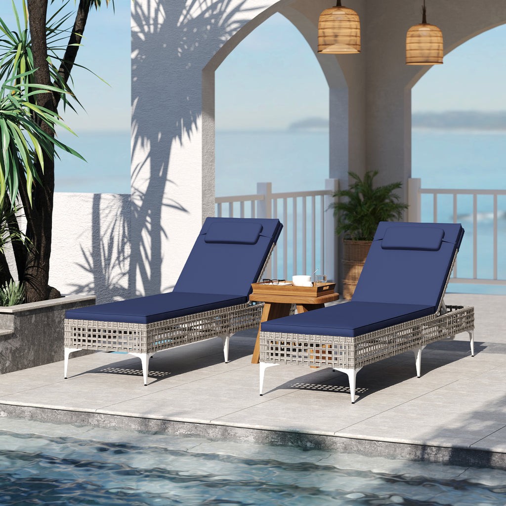 Patio Chaise Lounge Chair with 6-Level Adjustable Backrest and