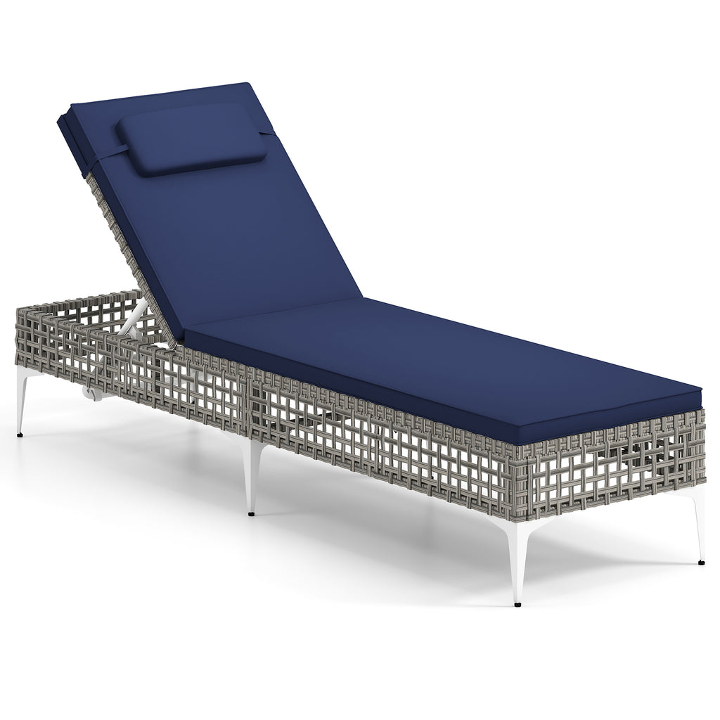 Patio Chaise Lounge Chair with 6-Level Adjustable Backrest and