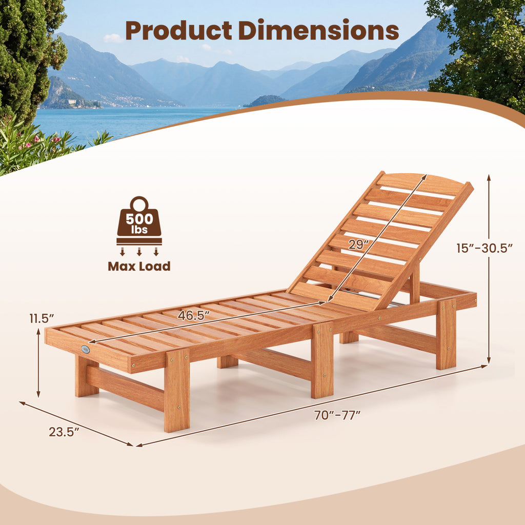 Patio Chaise Lounge Chair with Adjustable Backrest - 1 Piece