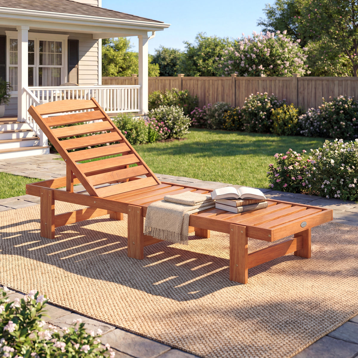 Patio Chaise Lounge Chair with Adjustable Backrest - 1 Piece