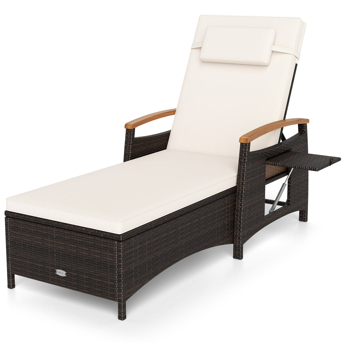 Patio Chaise Lounge with 7-Level Adjustable Backrest and Removable