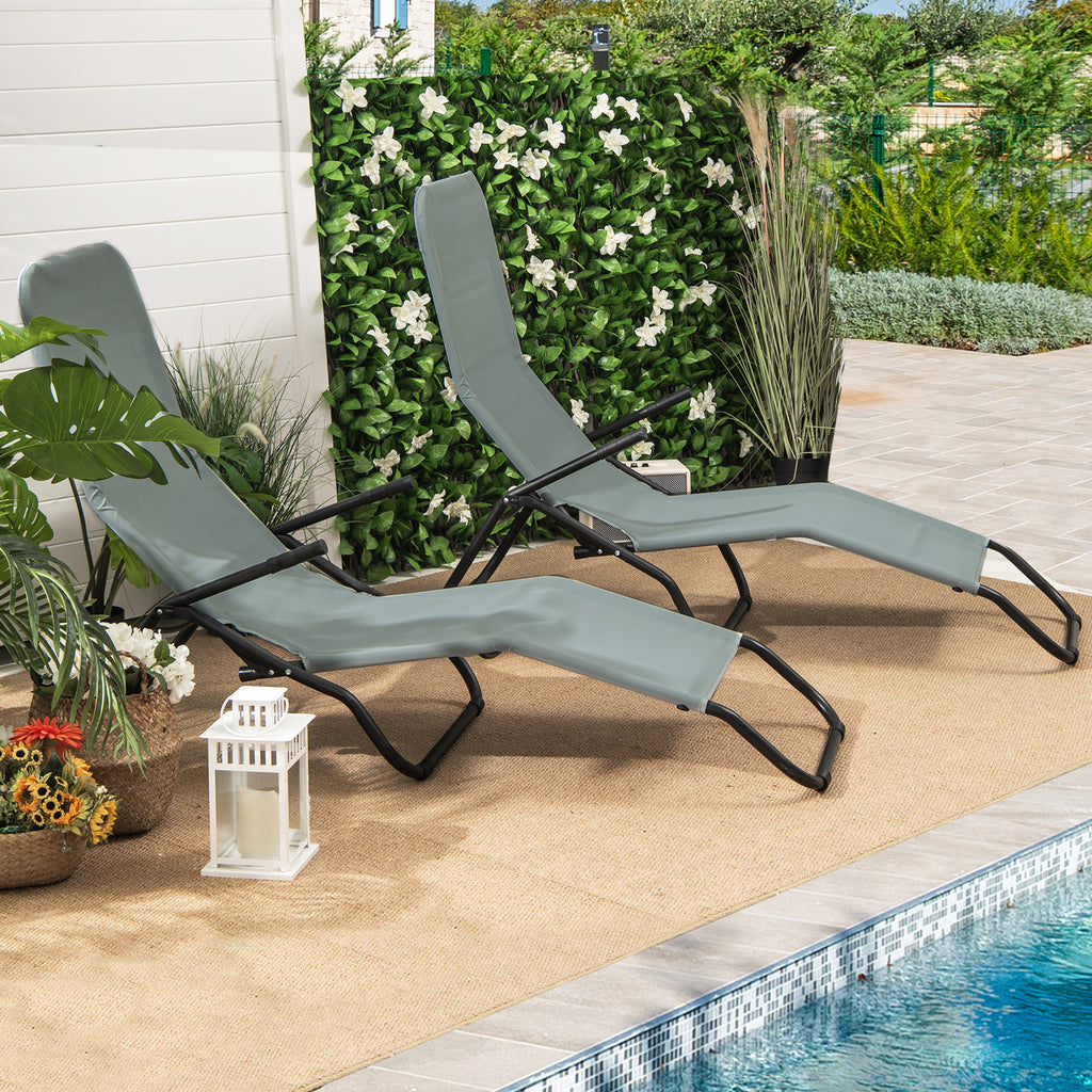 2-Piece Patio Chaise Lounger with Rocking Design - Light Green