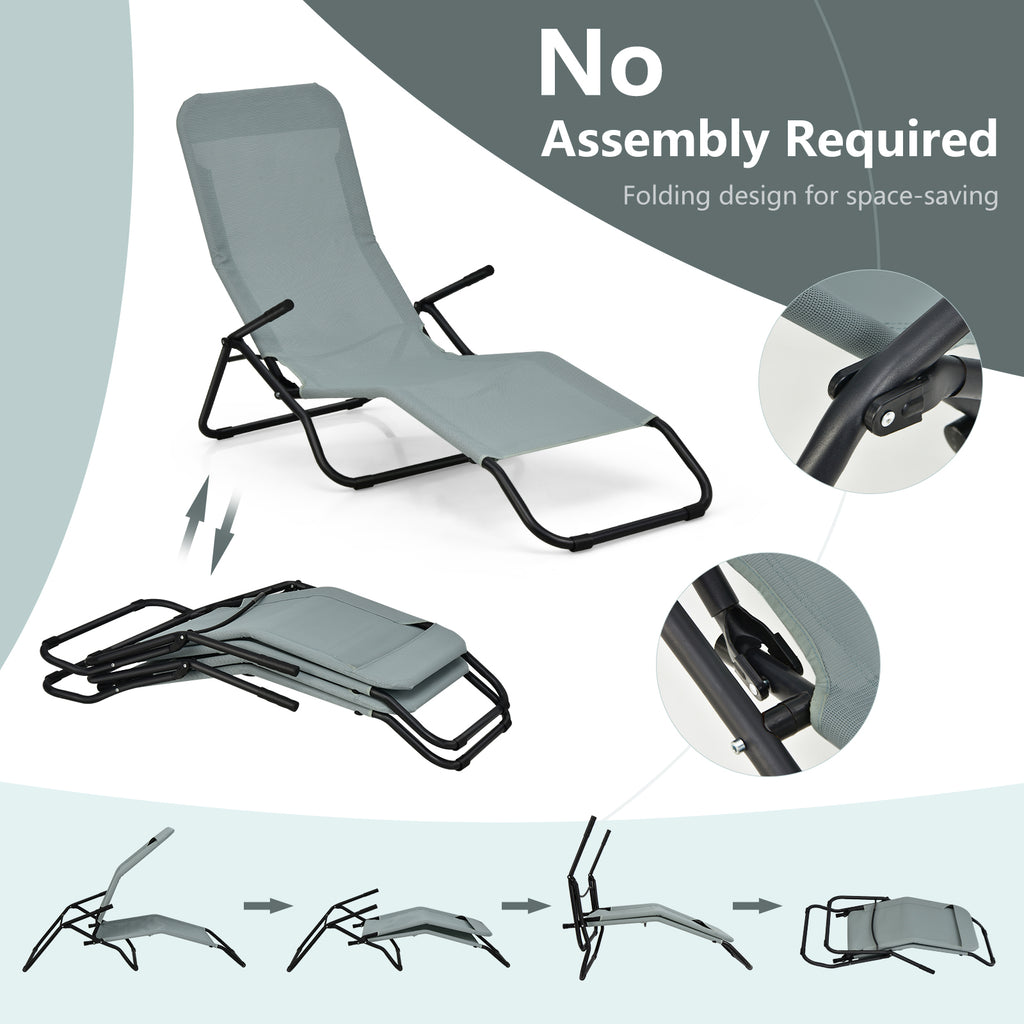 2 Pieces Stackable Portable Patio Chaise Lounger with Rocking Design