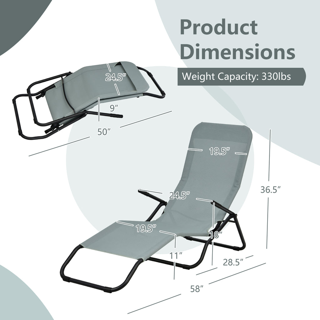 2-Piece Patio Chaise Lounger with Rocking Design - Light Green