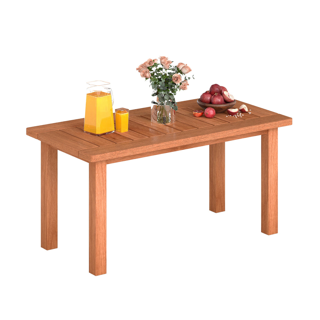 Patio Coffee Table with Slatted Tabletop - 35.5 x 18 Inch