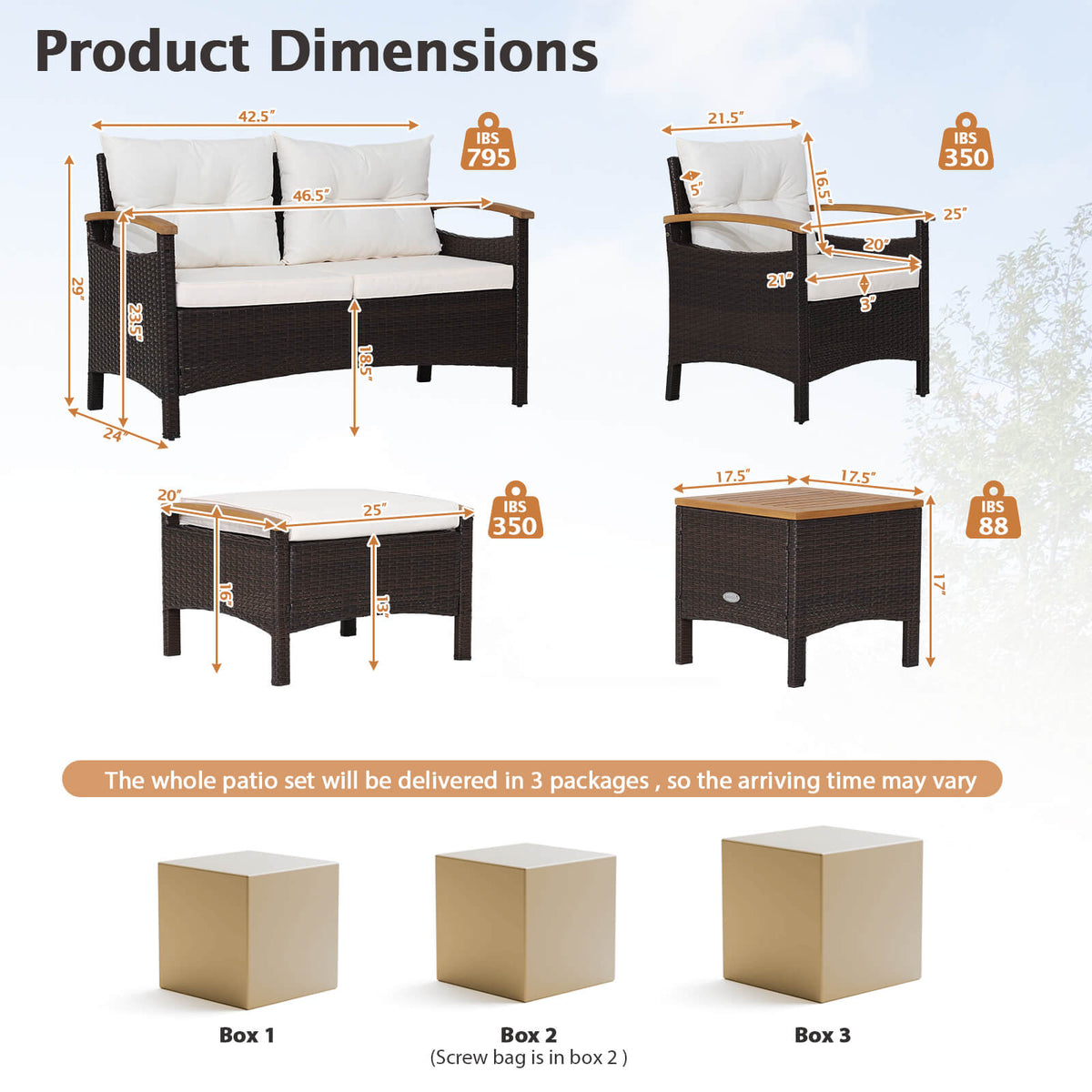 7-Piece Rattan Patio Sofa Set - Loveseat, 2 Chairs, 2 Ottomans & Coffee Tables