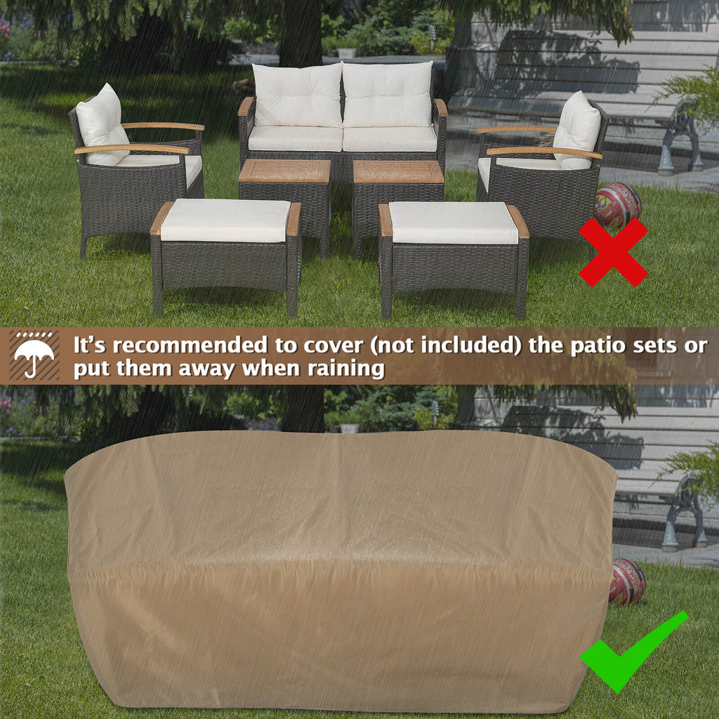 7-Piece Rattan Patio Sofa Set - Loveseat, 2 Chairs, 2 Ottomans & Coffee Tables